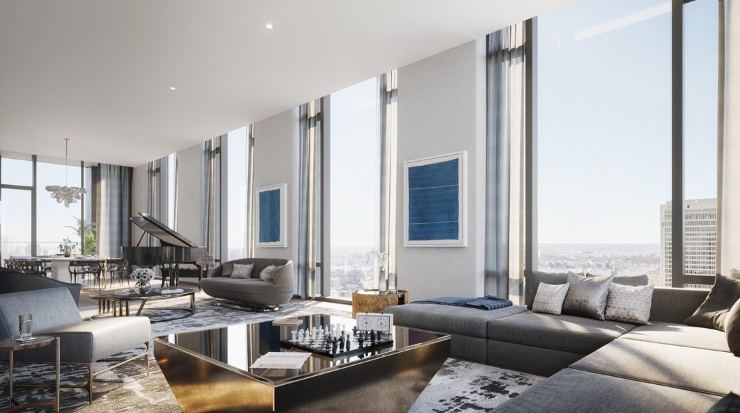 Penthouse living room at 277 Fifth Avenue